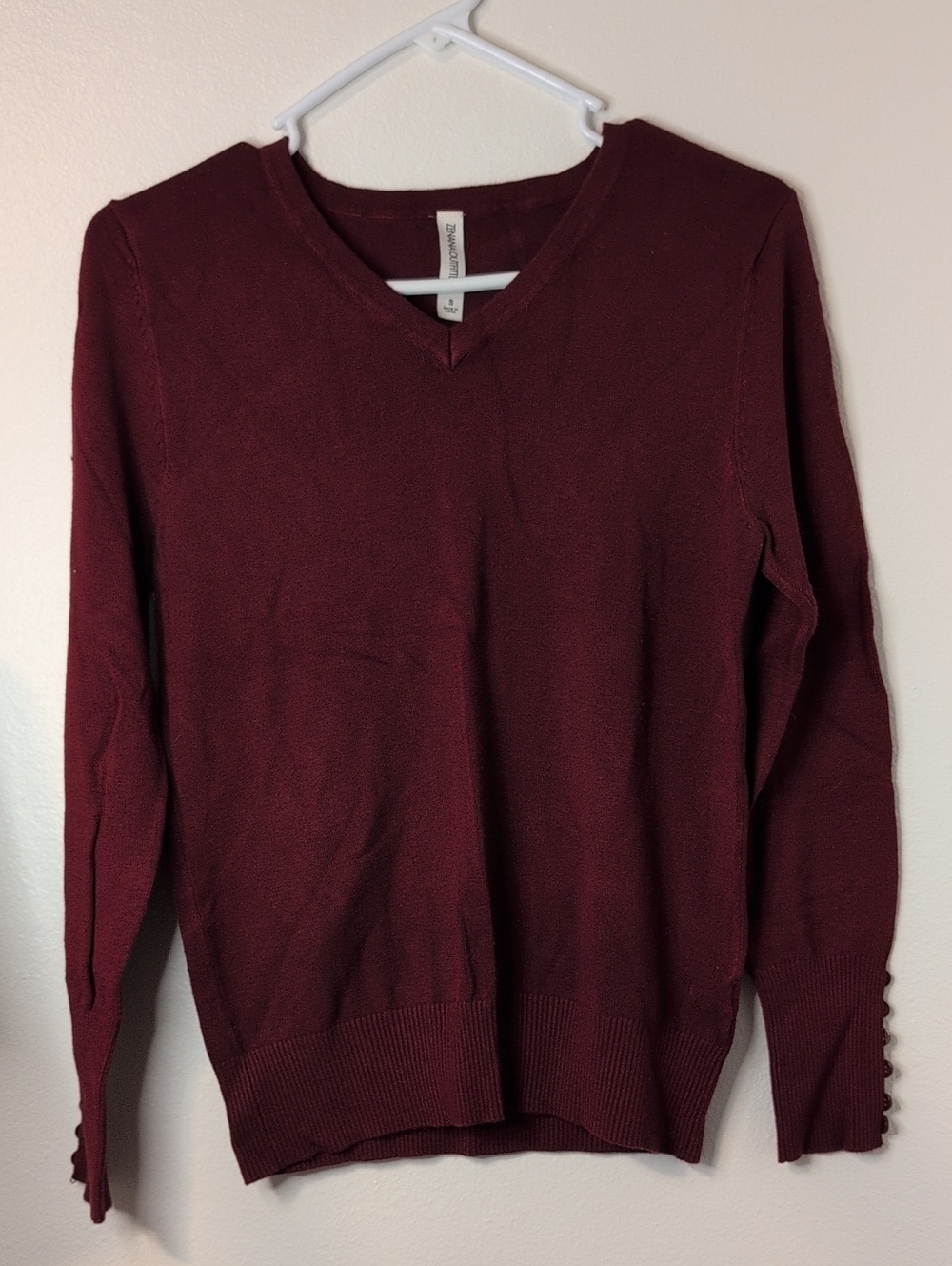 Zenana Outfitters V-neck Sweater in Deep Wine